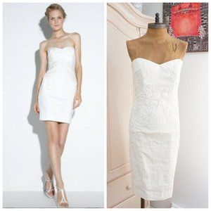 Nicole Miller Quinn Strapless Embroidered Mini Dress Sweetheart Ivory Size 6